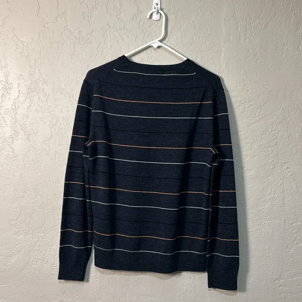 Banana Republic Factory Blue and Orange Crewneck Sweater Wool Merino Size S